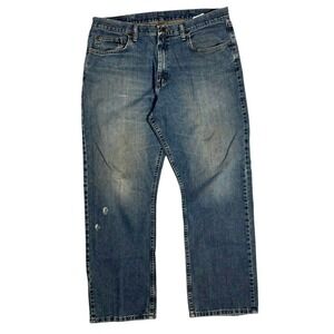 Wrangler Relax Straight Jeans Mens 36x30 Blue Denim Relaxed Fit Casual